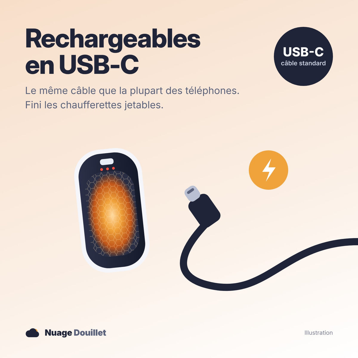 Chauffe-mains rechargeables en USB-C