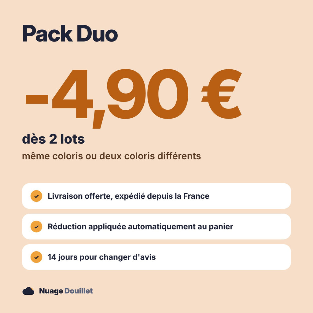 Pack Duo : -4,90 € dès 2 lots, livraison offerte